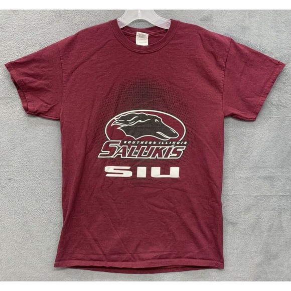 Gildan Graphic T-Shirt SALUKIS Mens M Red Crew Neck Southern Illinois University - Picture 1 of 11